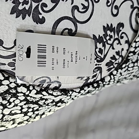 Cache black white sz 6 sheath dress new with tags cut out back - Picture 4 of 7